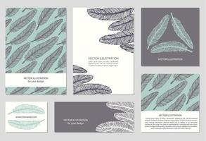Hand drawn feathers set vector