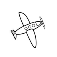 Plane simple doodle icon. Airplane outline logo drawing. Hand drawn logotype isolated on white. Vector illustration