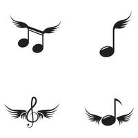 Music Note Wing Icon Vector illustration design