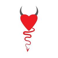 plantilla de vector de logotipo de diablo de corazón