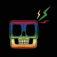 skull with lightning, colorful illustration free vector