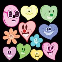 heart face doodle colorful with hand drawn style, premium vector