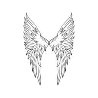 angel wings for design element, engraving, paper cutting, printing or coloring book.vector vector