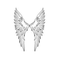 angel wings for design element, engraving, paper cutting, printing or coloring book.vector vector