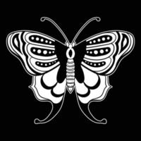 mariposa blanco y negro estilo dibujado a mano premium vector