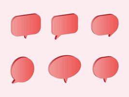 3d pink speech bubble chat icon collection Premium Vector
