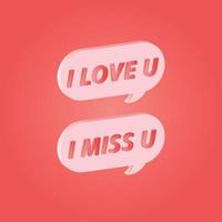 3d Cute love chat message design Free Vector