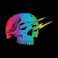 colorful skull with lightning eyes hand drawn premium vector