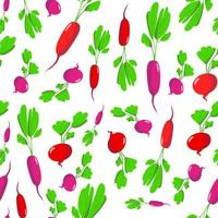 Cartoon vector seamless radish pattern on white background.