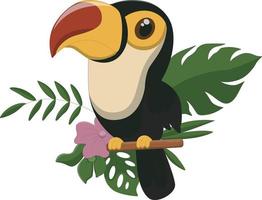 Cartoon toucan on tree branch vector