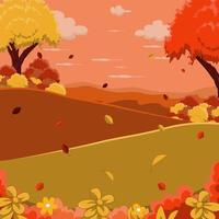 Autumn landscape background with trees vector