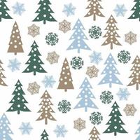 Christmas seamless pattern with christmas trees and snowflakes vector