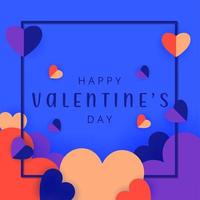 Happy valentines day greeting card with colorful hearts vector