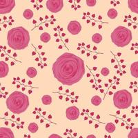 Flower seamless pattern with leaves vector