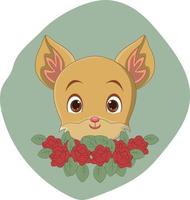 Cute fox head cartoon with flowers vector