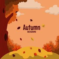 fondo de paisaje de otoño con árbol vector