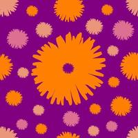 Flowers seamless pattern in purple background vector