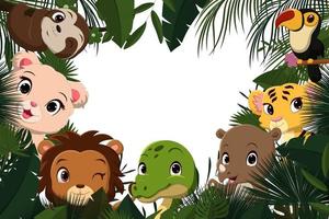 Cartoon wild animal in jungle vector