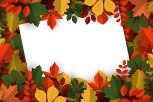 Autumn background with blank paper sign vector