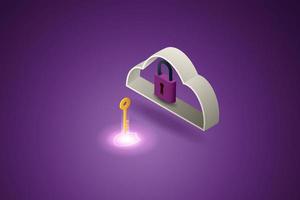 Key and lock to cloud security login. vector