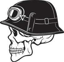 Vintage Motorcycle Helmet with Skull Vector Illustration