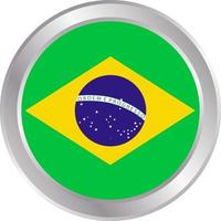 Brazil Flag as round icon. Button with Brazil Flag. vector