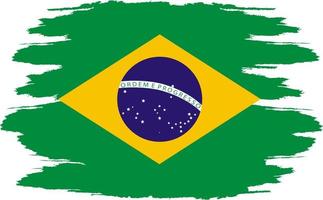 Brazil Flag. Brush painted Brazil Flag. vector