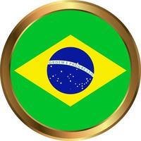 Brazil Flag as round icon. Button with Brazil Flag. vector