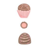 un juego de velas de chocolate. ilustración vectorial de dulces, comida alta en calorías, merienda. presente para el día de san valentín o cumpleaños. vector