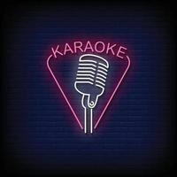 vector de texto de estilo de letreros de neón de karaoke