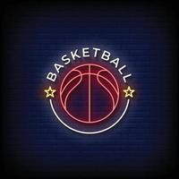 Basket Ball Neon Signs Style Text Vector