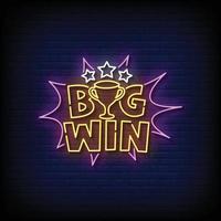 Big Win Neon Signs Style Text Vector