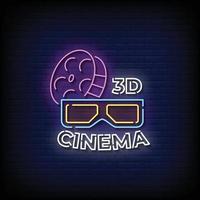 vector de texto de estilo de letreros de neón 3d de cine