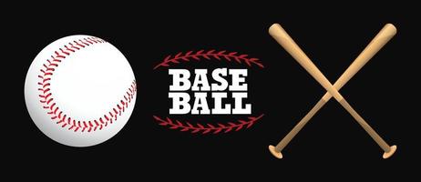 béisbol y bates de béisbol sobre un fondo blanco, juego de deporte, ilustración vectorial.
