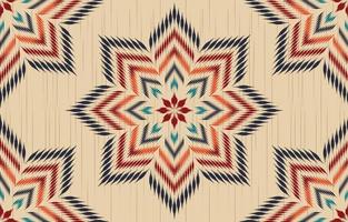 arte abstracto étnico ikat. patrón impecable en estilo tribal, bordado folclórico y mexicano. estampado de adornos de arte geométrico azteca.diseño para alfombras, papel pintado, ropa, envoltura, tela, cubierta, textil vector