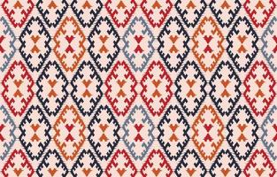 arte abstracto étnico ikat. patrón impecable en estilo tribal, bordado folclórico y mexicano. estampado de adornos de arte geométrico azteca.diseño para alfombras, papel pintado, ropa, envoltura, tela, cubierta, textil vector