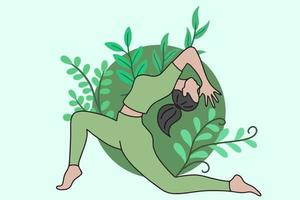 mujer meditando en yoga pacífico y estilo de vida saludable meditación personas posan relajación espiritual diseño de dibujos animados planos vector