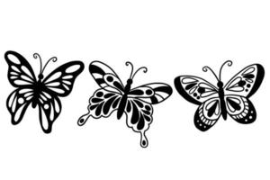 Set of Collection pretty Butterfly butterflies Animal Hand Drawn illustration vector