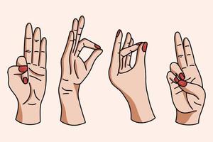 Set Pack Women Girl Hand Yoga Meditation Gesture illustration vector