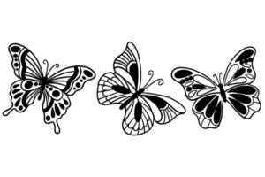 Set of Collection pretty Butterfly butterflies Animal Hand Drawn illustration vector