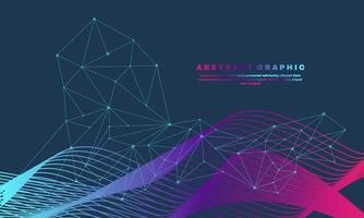 awesome abstract vector colorful expansion of life background connected lines and dots wave flow visualization lines part 4