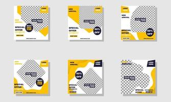 stock illustration set of editable minimal square banner design template navy and yellow background color with stripe line part 1 vector