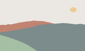 abstract minimalist aesthetic posters backgrounds with mountains and sea landscape vector