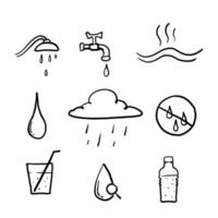 hand drawn Water line icons set illustration with doodle concept symbol vector