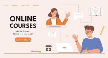 Online courses landing page concept vector