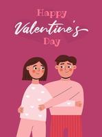 tarjeta del día de san valentín con pareja enamorada vector