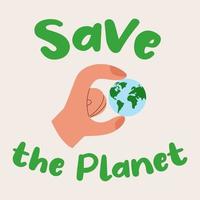 Save planet concept with hand holding planet vector