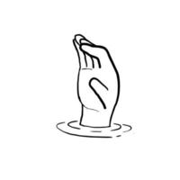 hand drawn people drowning underwater asking for help. doodle vector