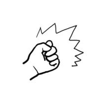 hand drawn hands grasping and hitting illustration with doodle style vector