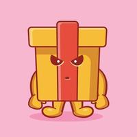 Cute delivery box character mascot with mad gesture isolated cartoon in flat style vector